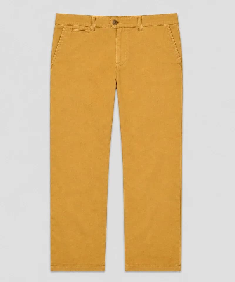 Pantalón chino mostaza de gabardina — Pantalones