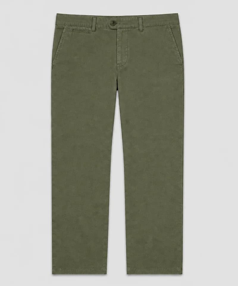 Pantalón chino verde oliva de gabardina — Pantalones