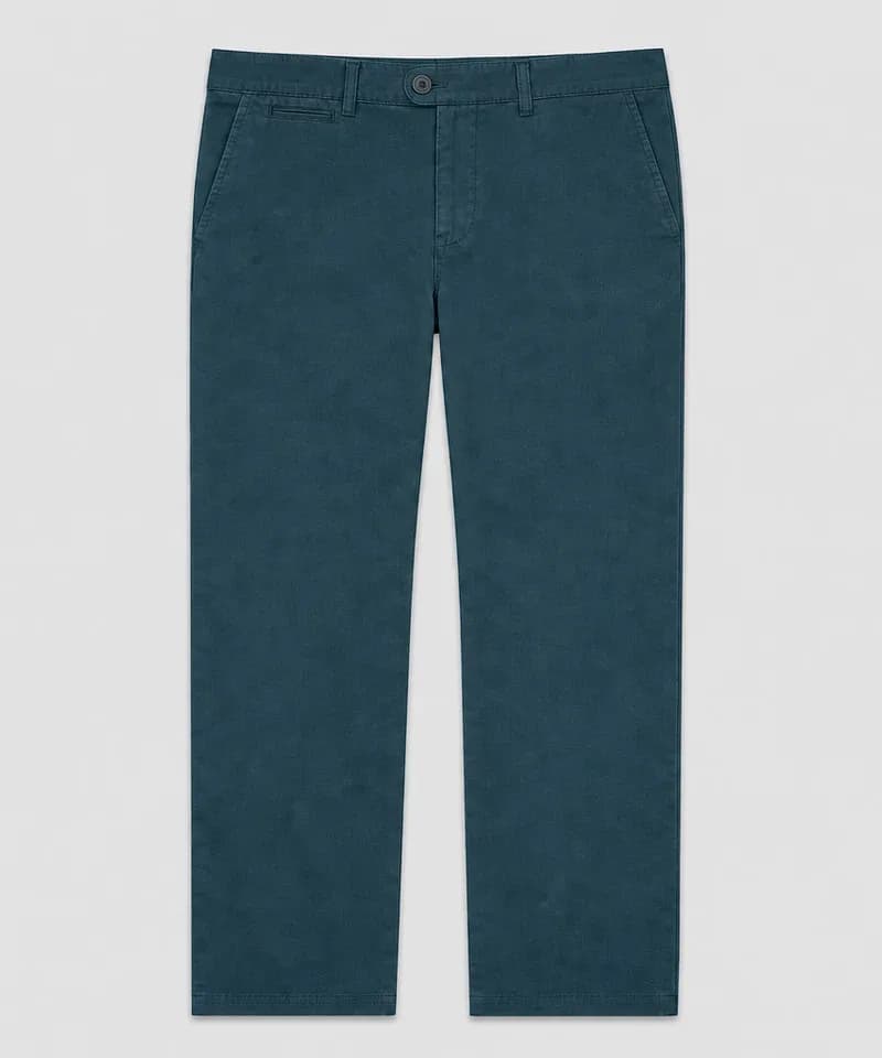 Pantalón chino azul petróleo de gabardina — Pantalones