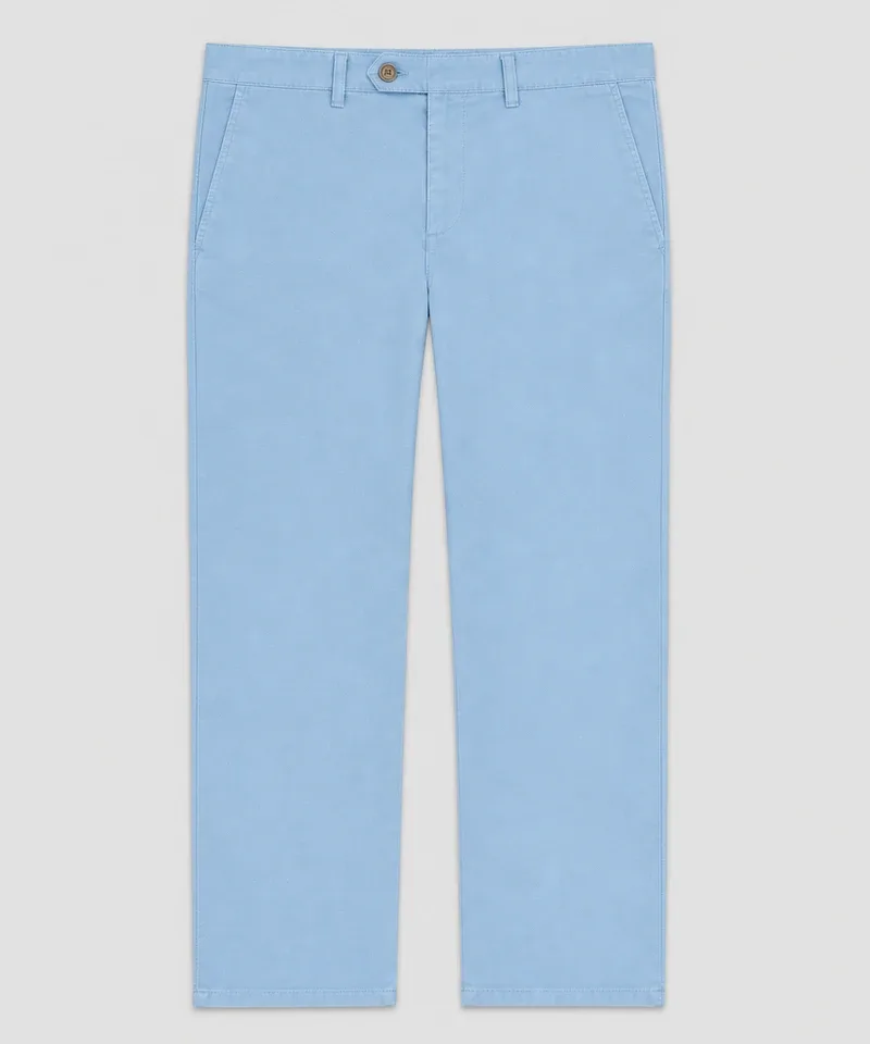 Pantalón chino celeste de gabardina — Pantalones