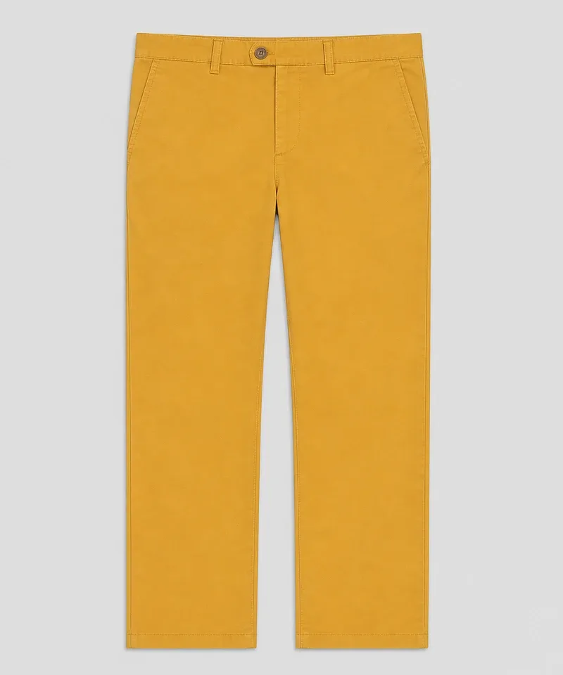 Pantalón chino mostaza de corte recto — Pantalones