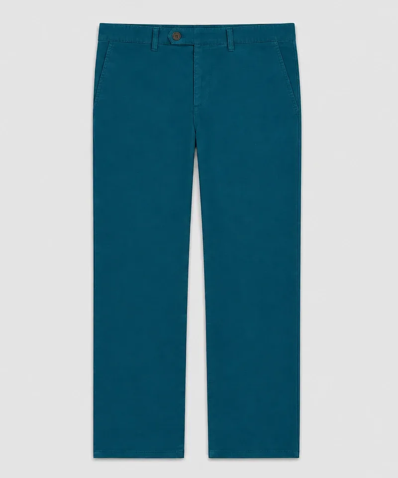 Pantalón chino azul petróleo de corte recto — Pantalones