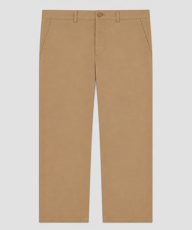 Pantalón de gabardina camel liso sin raya — Pantalones