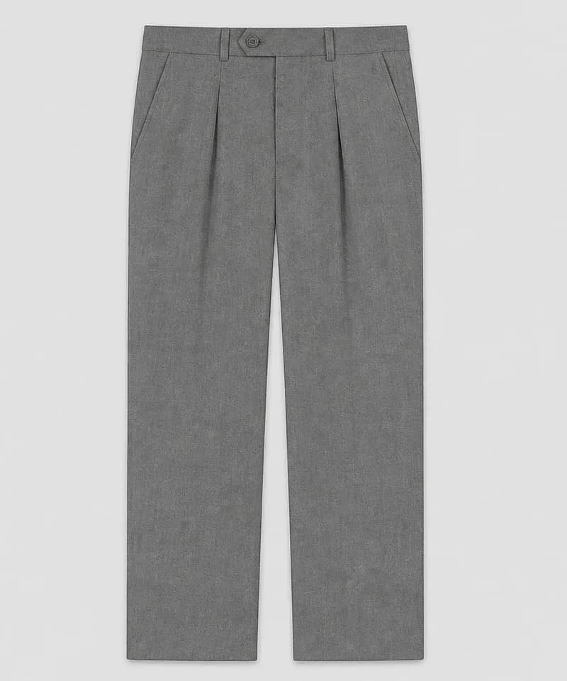 Pantalón de gabardina gris con pinzas — Pantalones