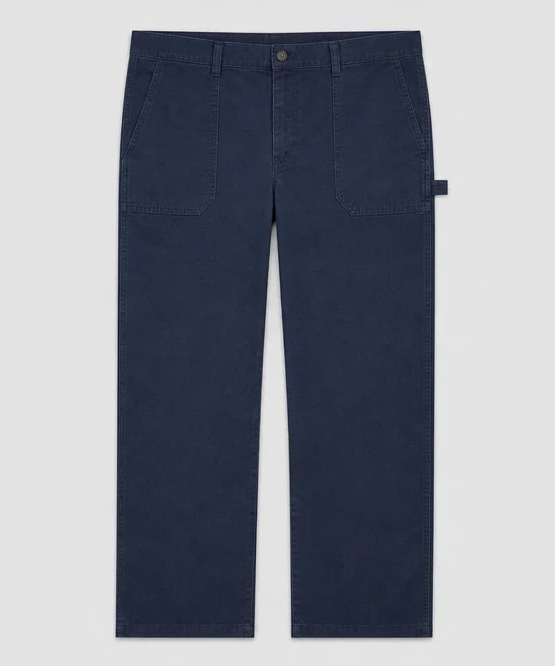 Pantalón carpintero azul marino con bolsillos aplicados — Pantalones