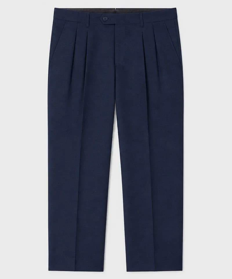 Pantalón de vestir azul marino con doble pinza y raya — Pantalones