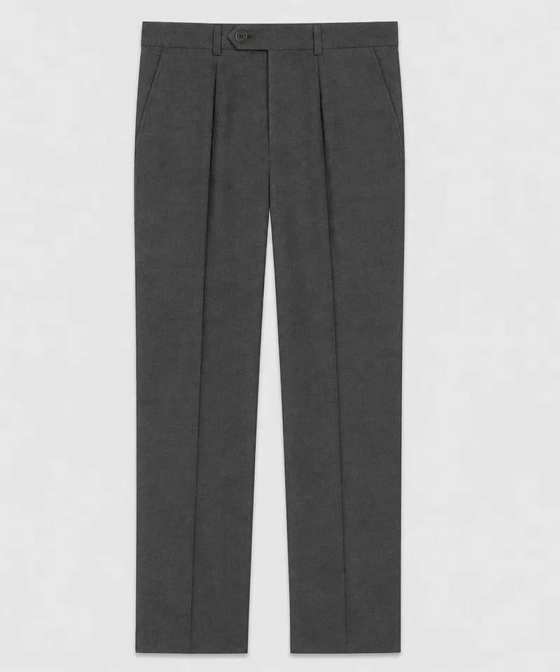 Pantalón de vestir gris antracita con pinzas y raya — Pantalones