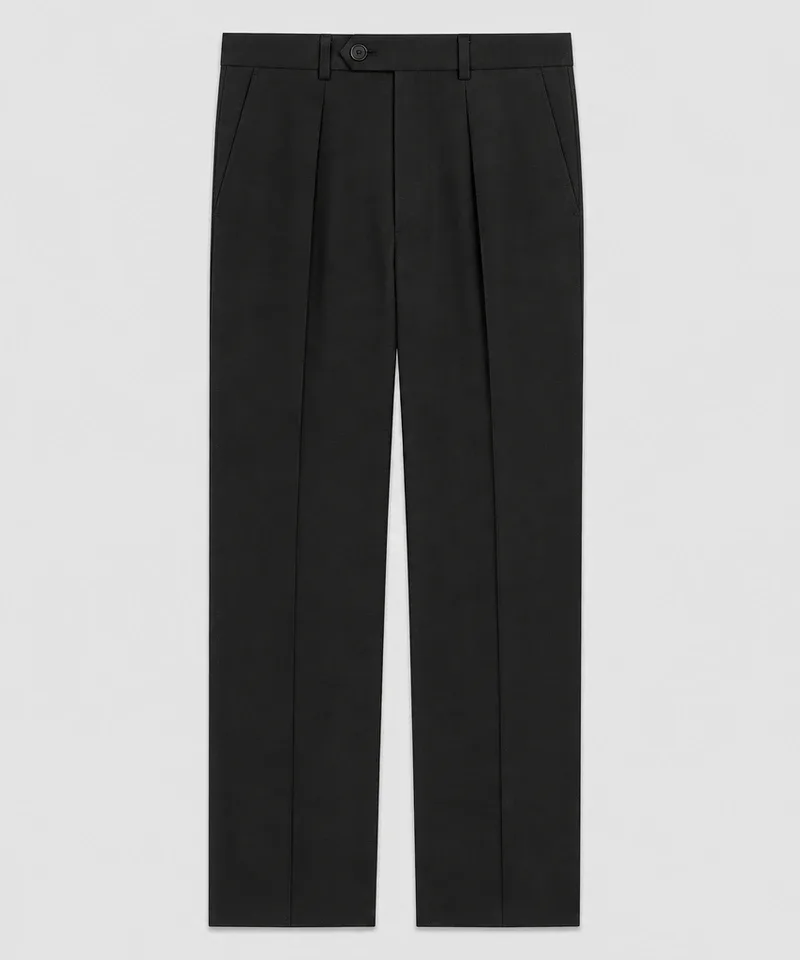 Pantalón de vestir negro con pinzas y raya — Pantalones