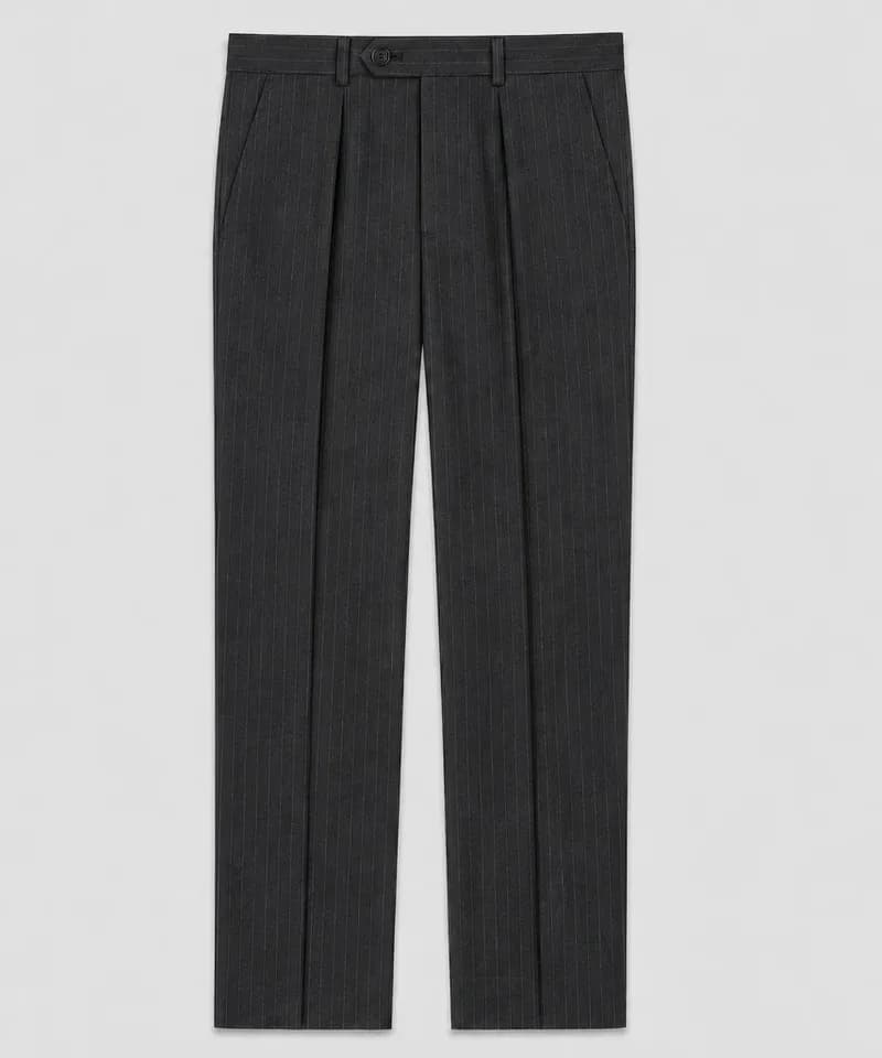 Pantalón de vestir gris antracita con raya diplomática y pinzas — Pantalones