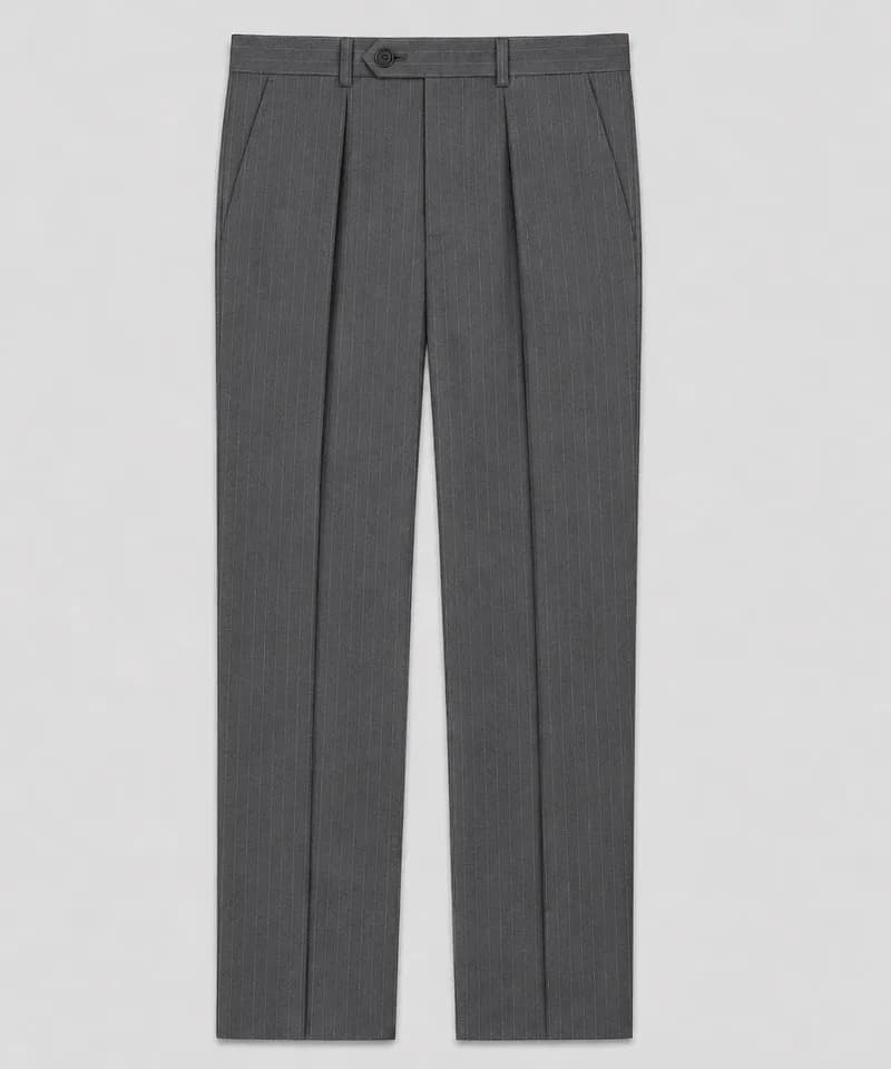 Pantalón de vestir gris medio con raya diplomática y pinzas — Pantalones
