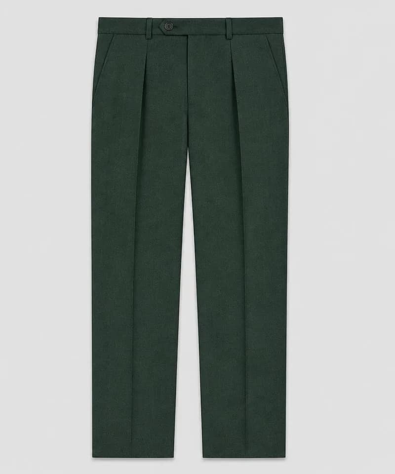 Pantalón de vestir verde bosque con pinzas y raya — Pantalones