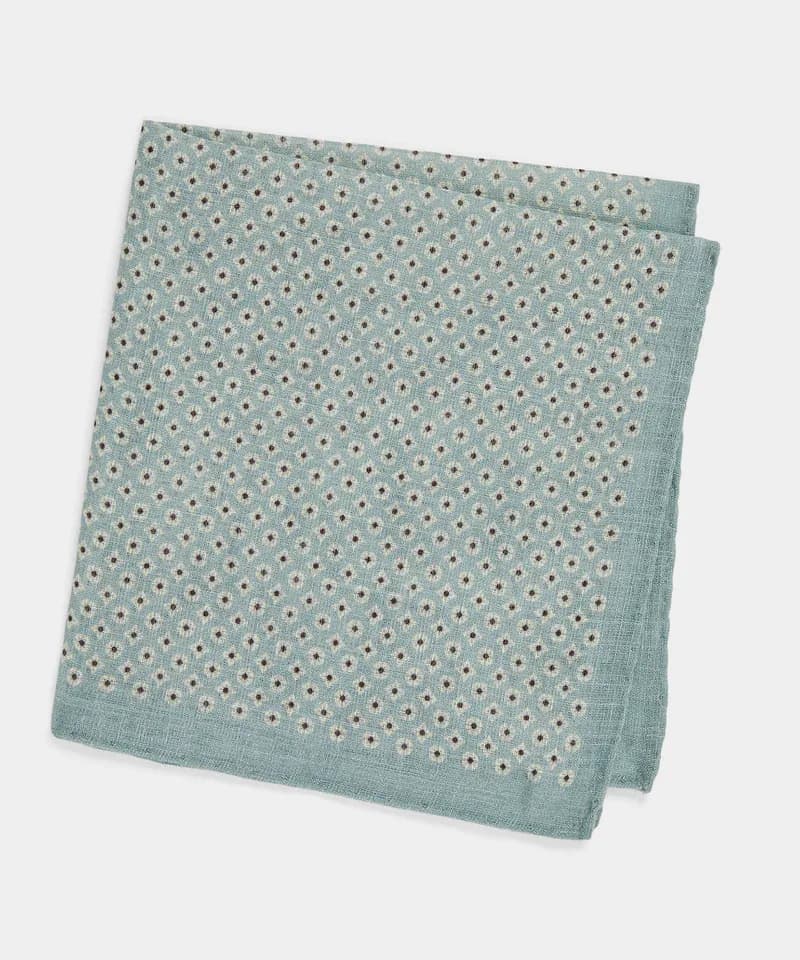 Pañuelo de bolsillo floral celeste