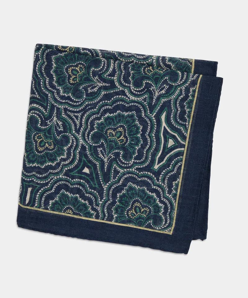 Pañuelo de bolsillo paisley verde y azul