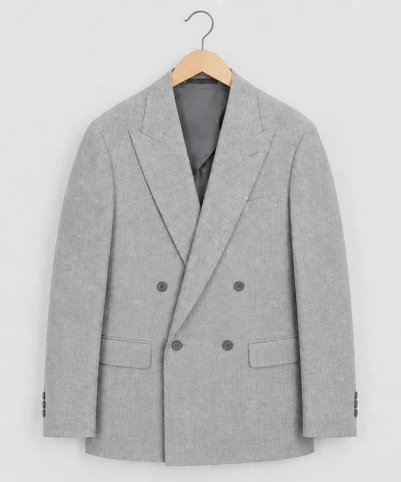 Saco cruzado gris herringbone — Sacos