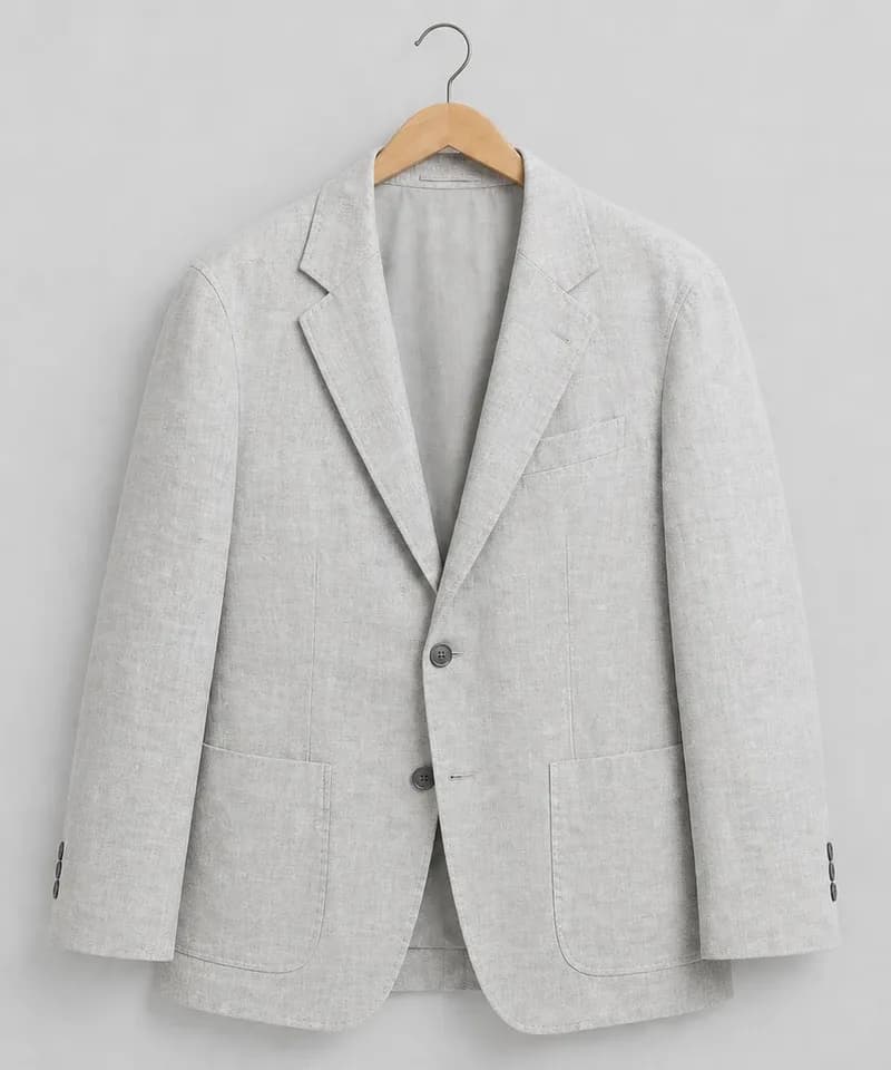 Saco de lino gris claro con bolsillos de parche — Sacos