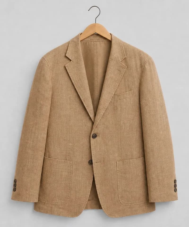 Saco de lino khaki con bolsillos de parche — Sacos