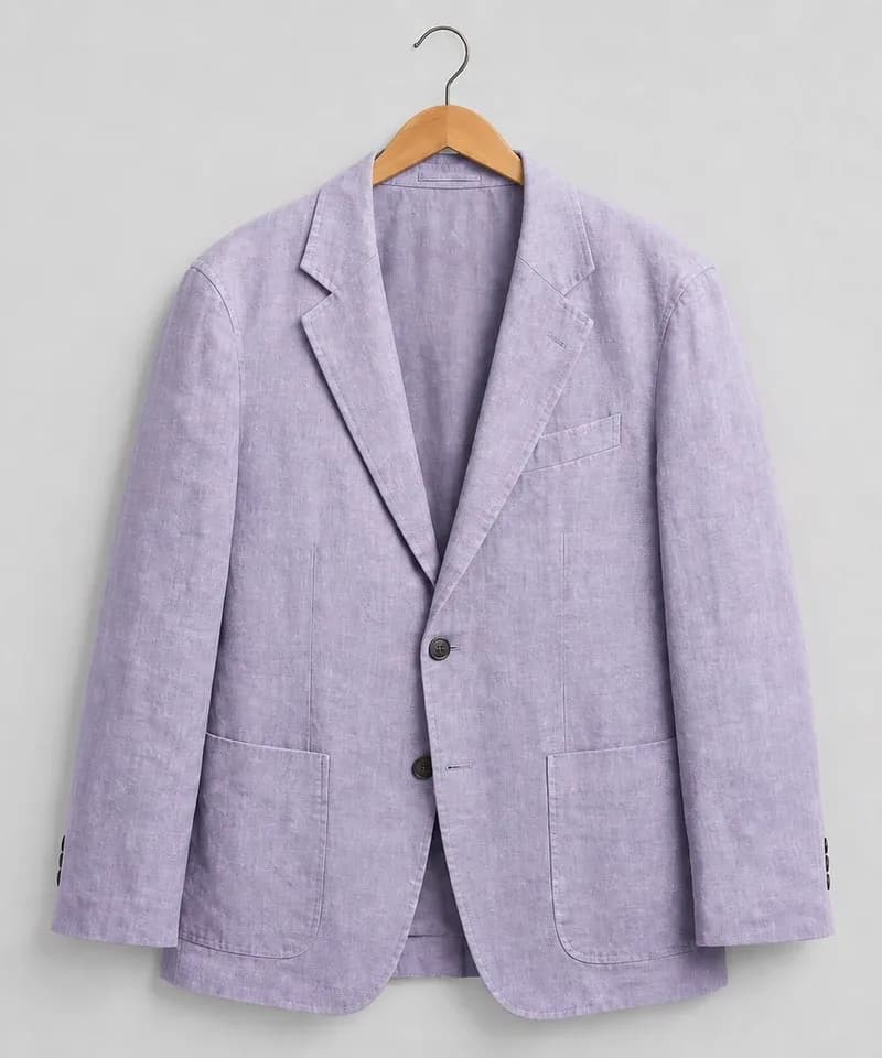 Saco de lino lavanda con bolsillos de parche — Sacos