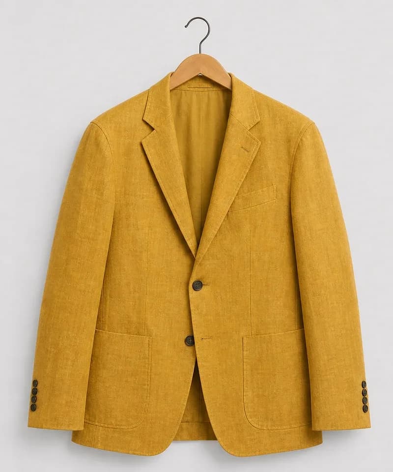 Saco de lino mostaza con bolsillos de parche — Sacos