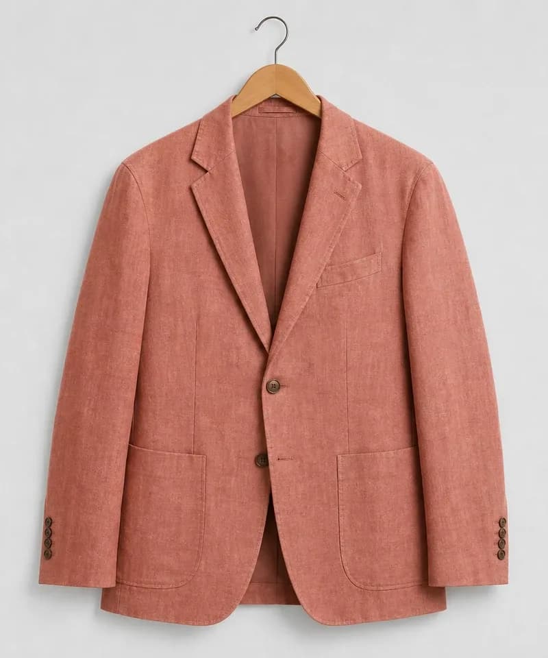 Saco de lino rosa palo con bolsillos de parche — Sacos