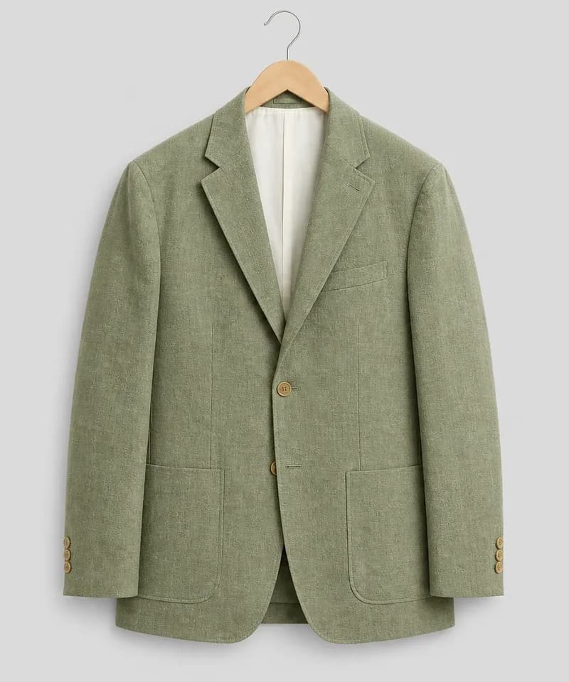 Saco de lino verde oliva con bolsillos de parche — Sacos