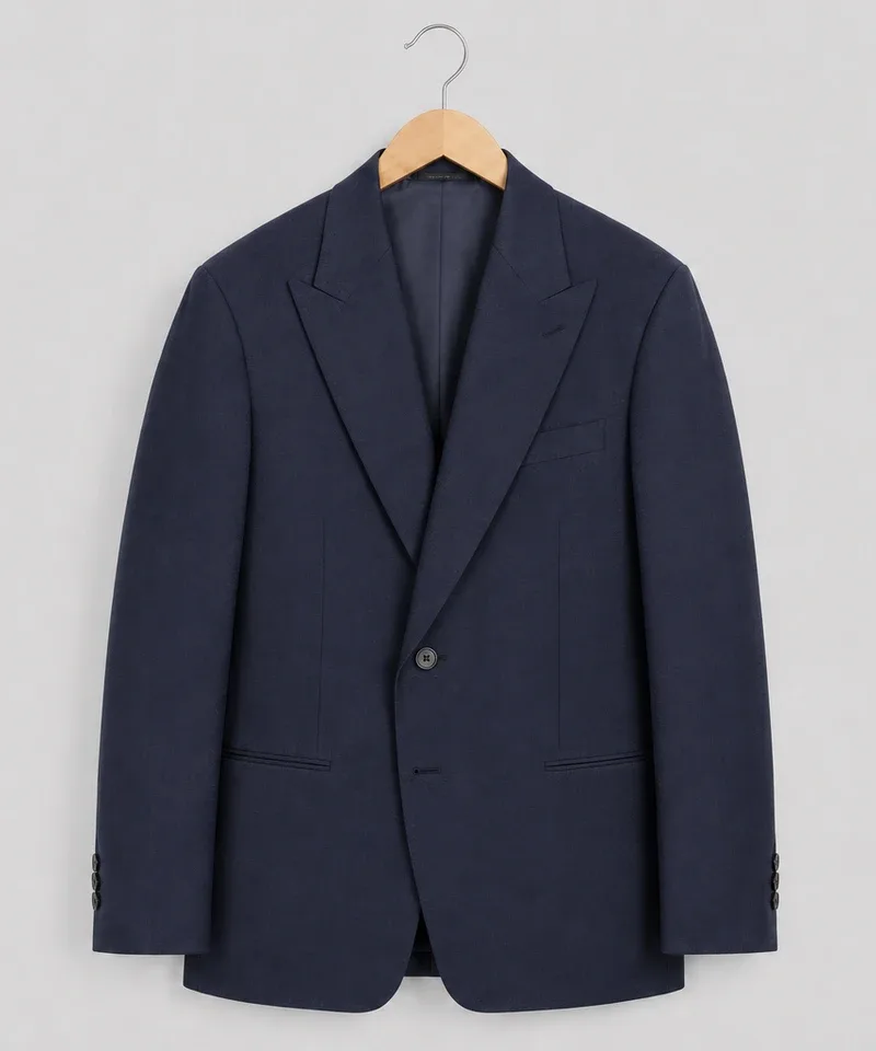 Saco de vestir azul marino con solapa de muesca — Sacos