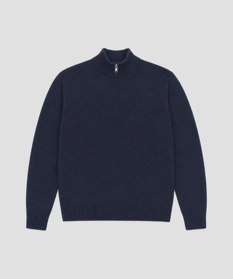 Sweater cuello polo azul marino — Sweaters