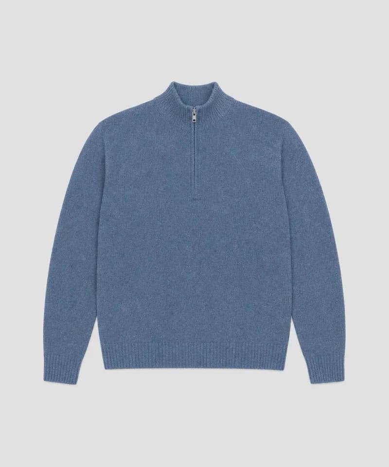 Sweater cuello polo azul medio — Sweaters