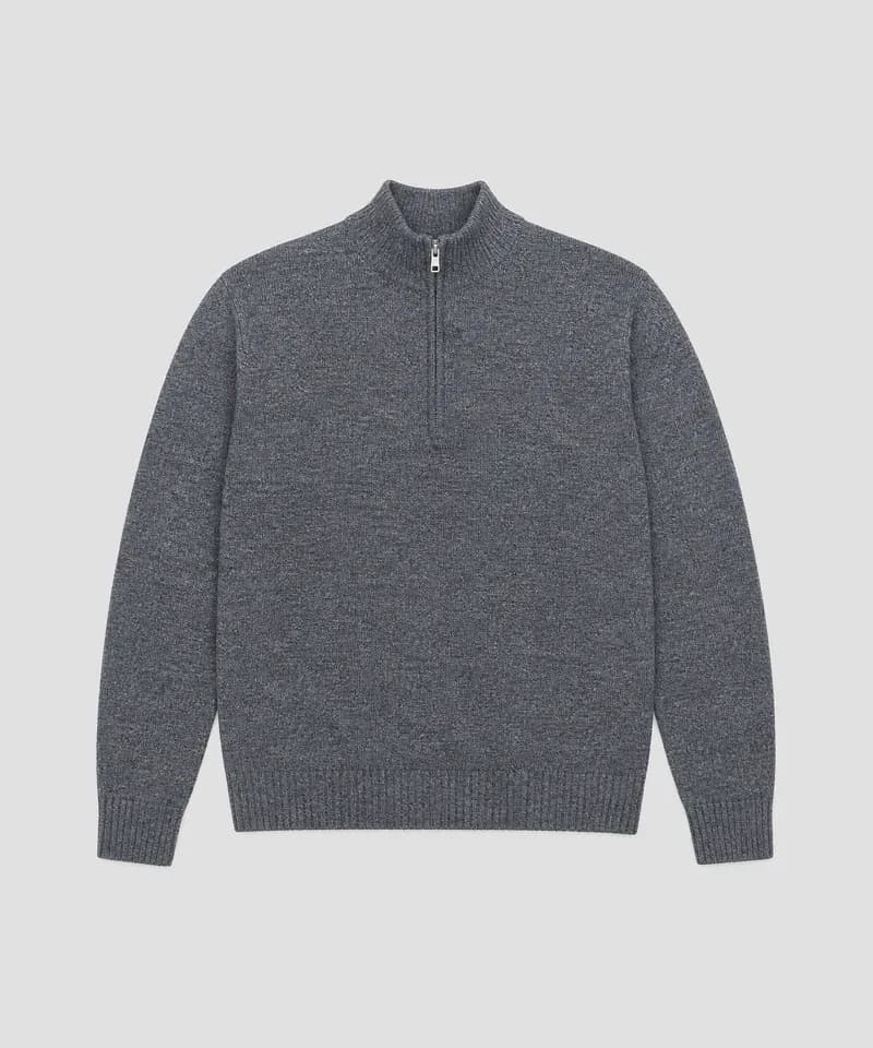 Sweater cuello polo gris marengo — Sweaters