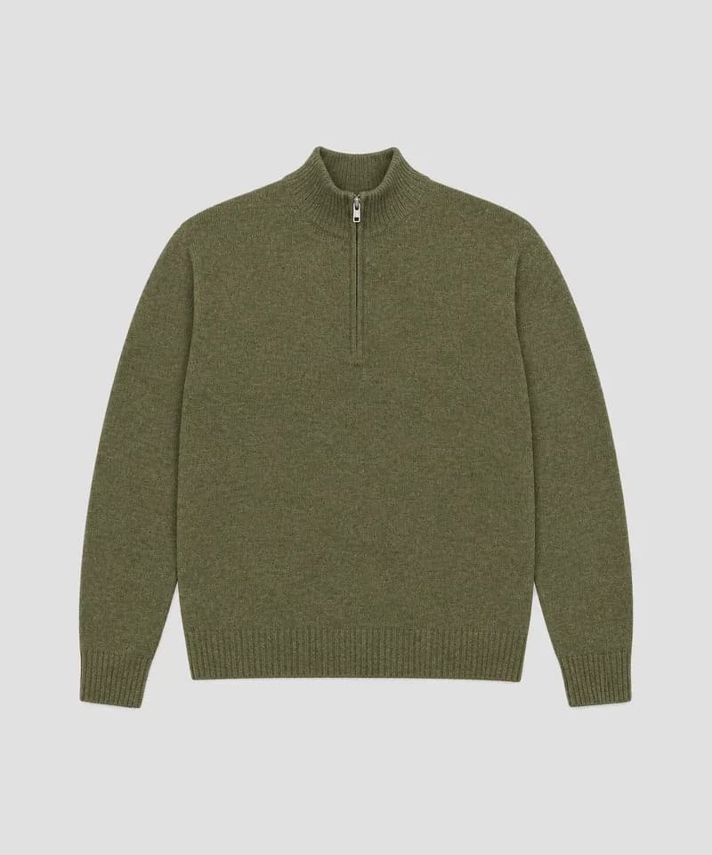 Sweater cuello polo verde oliva — Sweaters