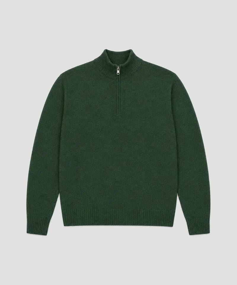Sweater cuello polo verde bosque — Sweaters