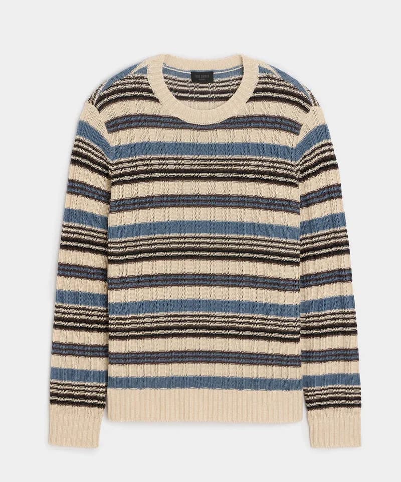 Sweater rayado crema y azul