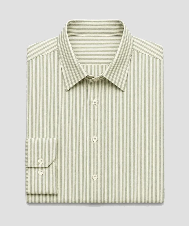 Camisa de rayas crema y verde oliva YSL — Camisas